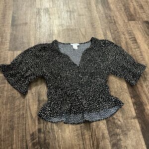 Black, White, and Pink polka dot Women's Blouse